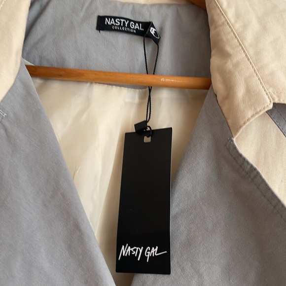 NWT Nasty Gal Colourblock Double Breasted BeltedTrench Coat Size 10 - Picture 11 of 13